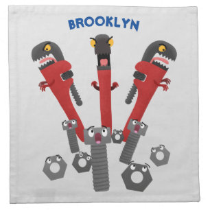 Funny wrench monster tools humour cartoon cloth napkin