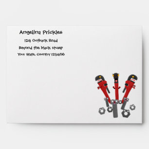 Funny wrench monster tools humour cartoon  envelope