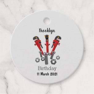 Funny wrench monster tools humour cartoon favor tags
