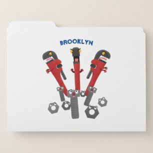 Funny wrench monster tools humour cartoon file folder