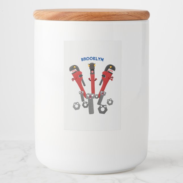Funny wrench monster tools humour cartoon food label (Front)