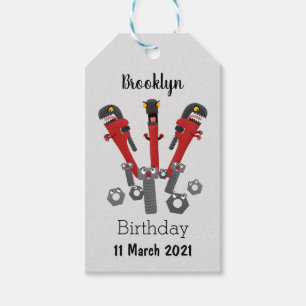Funny wrench monster tools humour cartoon gift tags