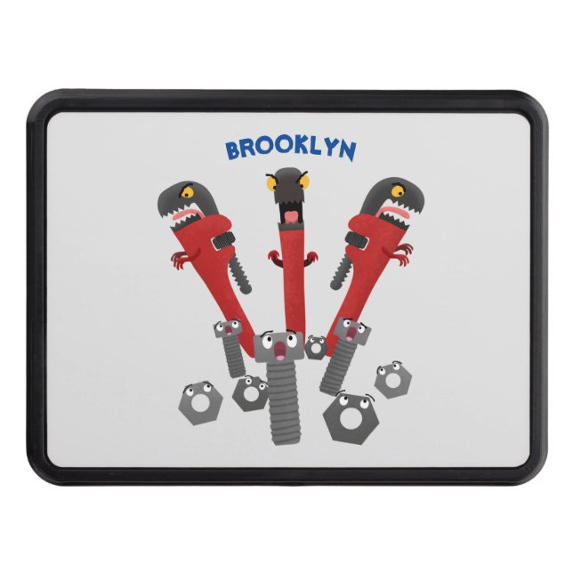 Funny wrench monster tools humour cartoon hitch cover (Front)