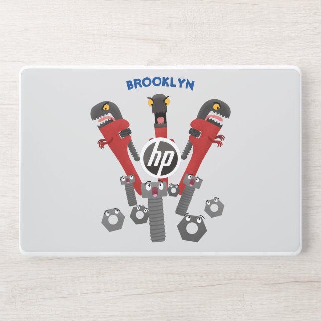 Funny wrench monster tools humour cartoon HP laptop skin (Front)