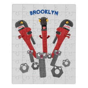 Funny wrench monster tools humour cartoon jigsaw puzzle
