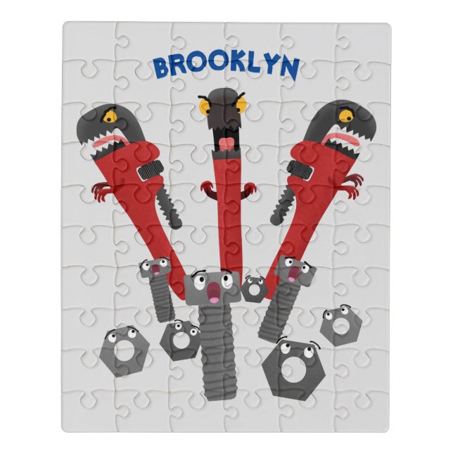 Funny wrench monster tools humour cartoon jigsaw puzzle (Puzzle Vertical)