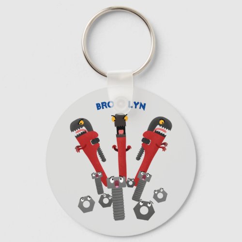 Funny wrench monster tools humour cartoon keychain
