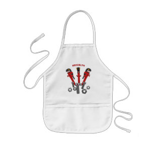 Funny wrench monster tools humour cartoon  kids' apron
