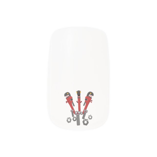 Funny wrench monster tools humour cartoon minx nail art (Left Thumb)