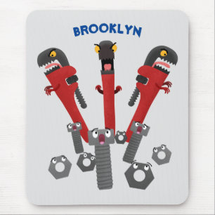 Funny wrench monster tools humour cartoon mouse pad