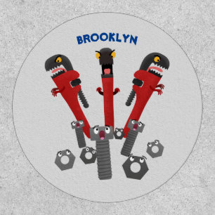 Funny wrench monster tools humour cartoon patch