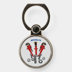 Funny wrench monster tools humour cartoon phone ring stand