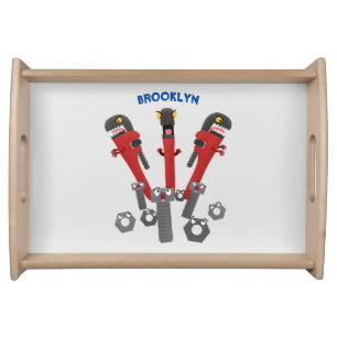 Funny wrench monster tools humour cartoon serving tray