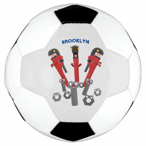 Funny wrench monster tools humour cartoon soccer ball