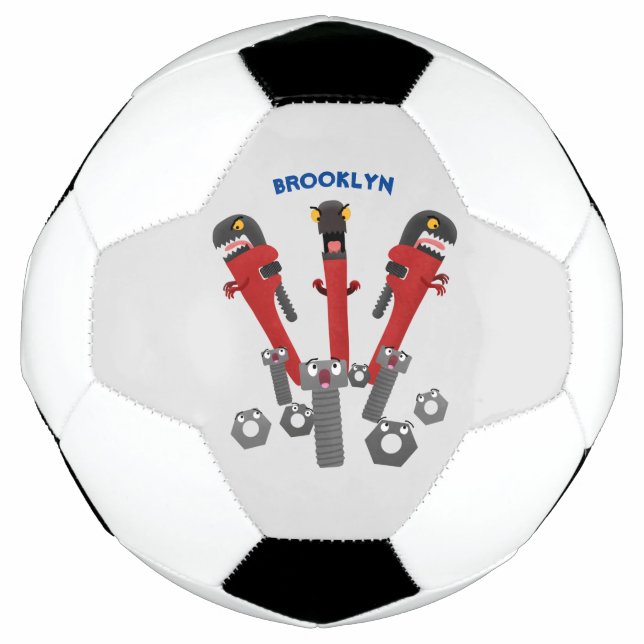 Funny wrench monster tools humour cartoon soccer ball (Front)