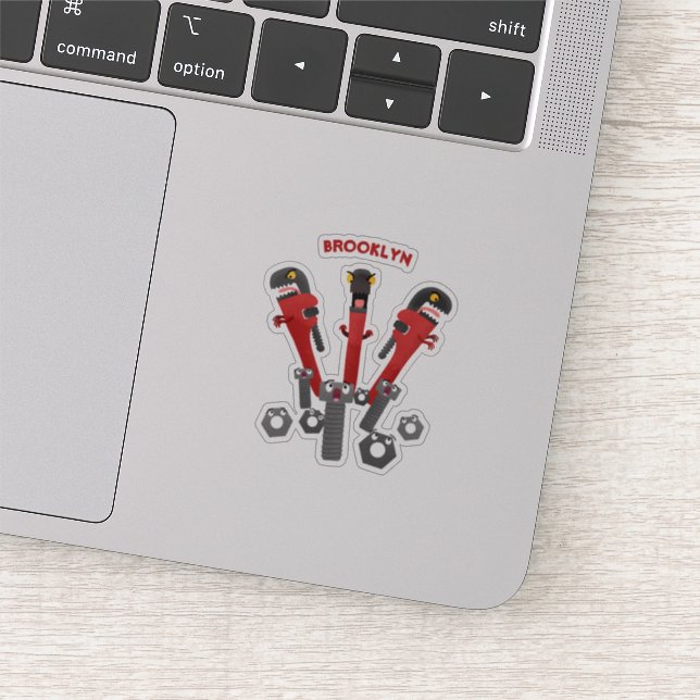 Funny wrench monster tools humour cartoon  sticker (Detail)