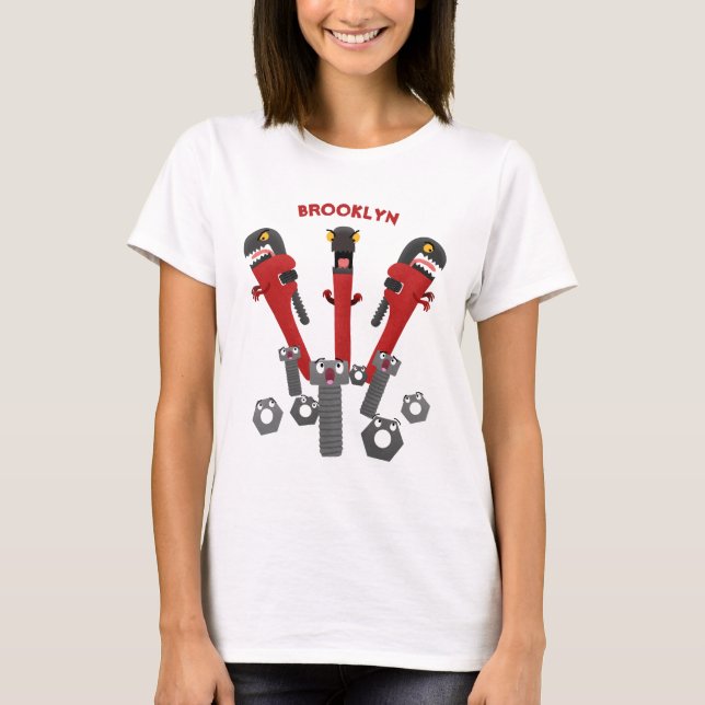 Funny wrench monster tools humour cartoon  T-Shirt (Front)