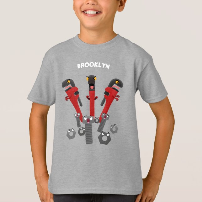 Funny wrench monster tools humour cartoon T-Shirt (Front)