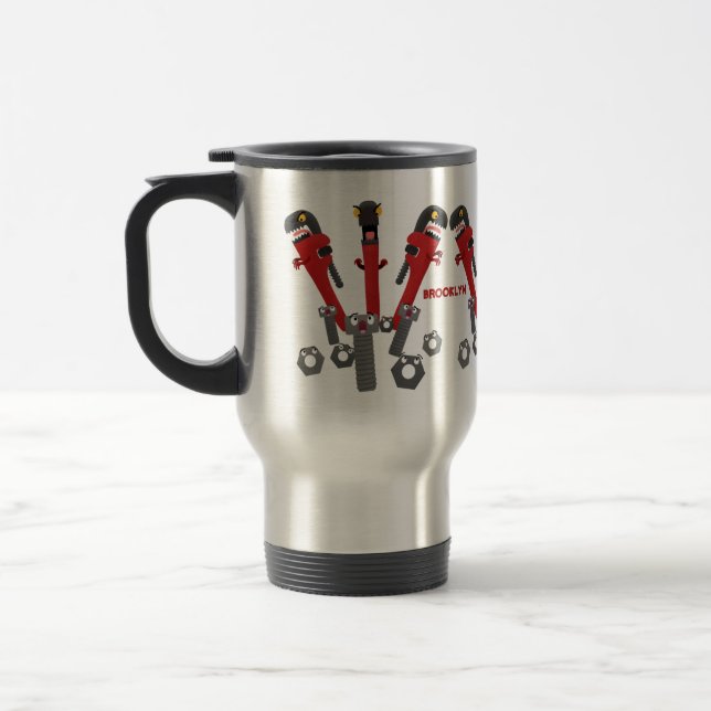Funny wrench monster tools humour cartoon travel mug (Left)
