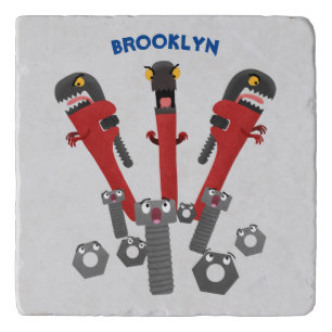 Funny wrench monster tools humour cartoon trivet