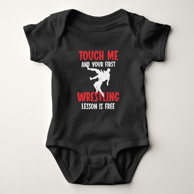 Funny Wrestling Coach Lesson Wrestler Humor Baby Bodysuit (Front)