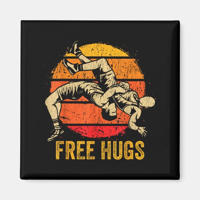 Funny Wrestling Hugs Wrestling Mom Men Boys Kids  Magnet (Front)