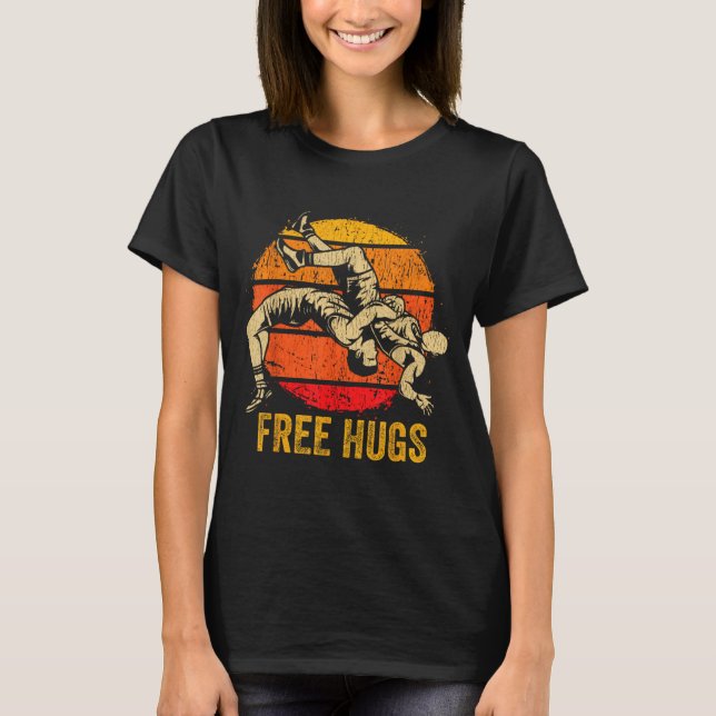 Funny Wrestling Hugs Wrestling Mom Men Boys Kids  T-Shirt (Front)