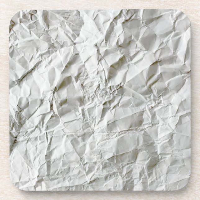 Funny wrinkled paper beverage coaster (Front)