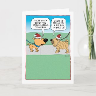 Funny Wrinkly Dog Christmas Holiday Card