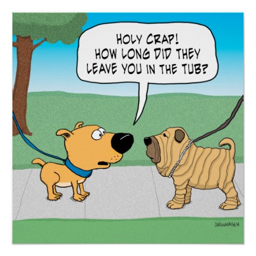 Funny Wrinkly Shar_Pei Dog Poster