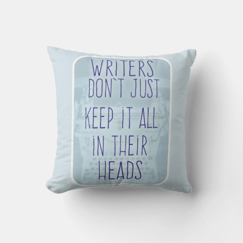 Funny Writer Brain Slogan Throw Pillow
