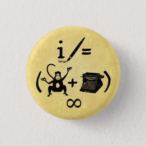 Funny Writer Monkey Typewriter Equation Pinback Button