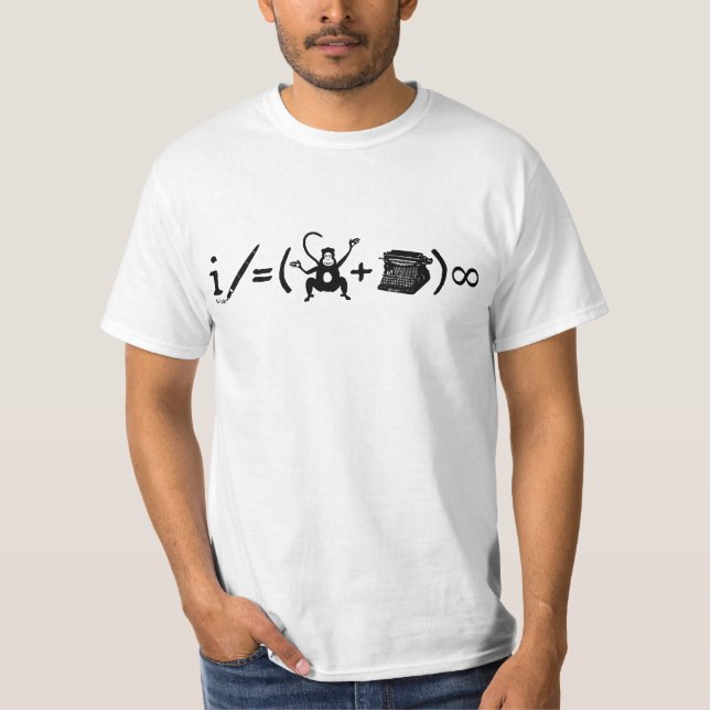 Funny Writer Monkey Typewriter Equation T-Shirt (Front)