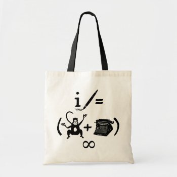 Funny Writer Monkey Typewriter Equation Tote Bag by LaborAndLeisure at Zazzle
