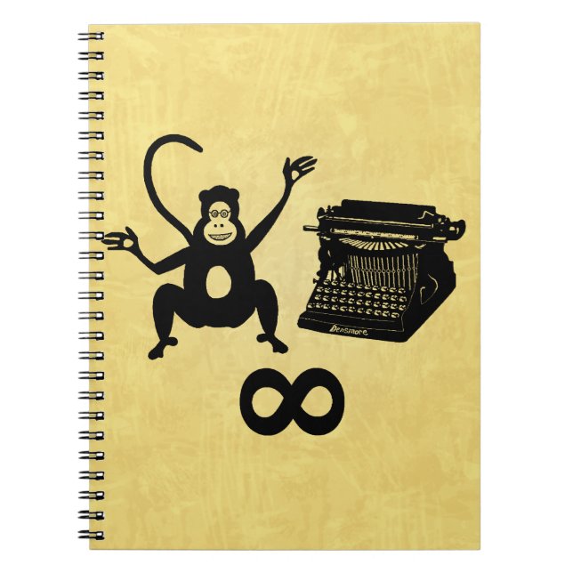 Funny Writer Monkey Typewriter Infinity Notebook (Front)