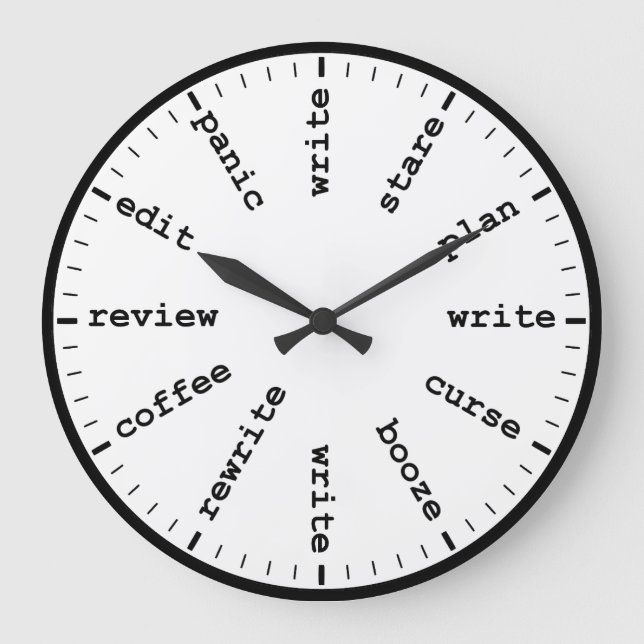 Funny Writer's Clock Writing Job Humor Wall Clock (Front)