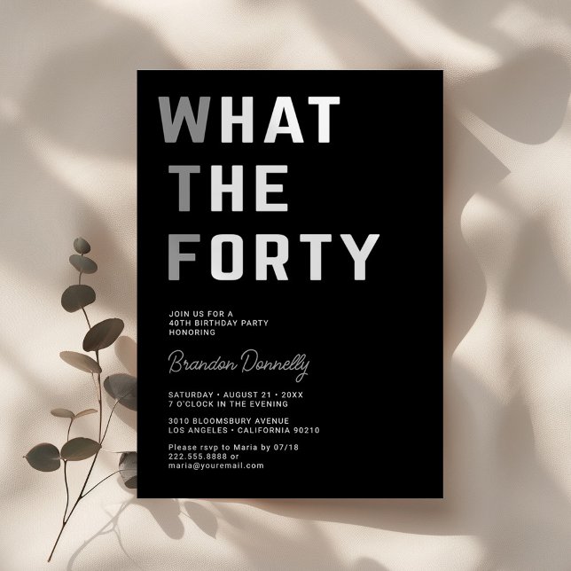 Funny WTF Adult 40th Birthday Party Invitation (Creator Uploaded)