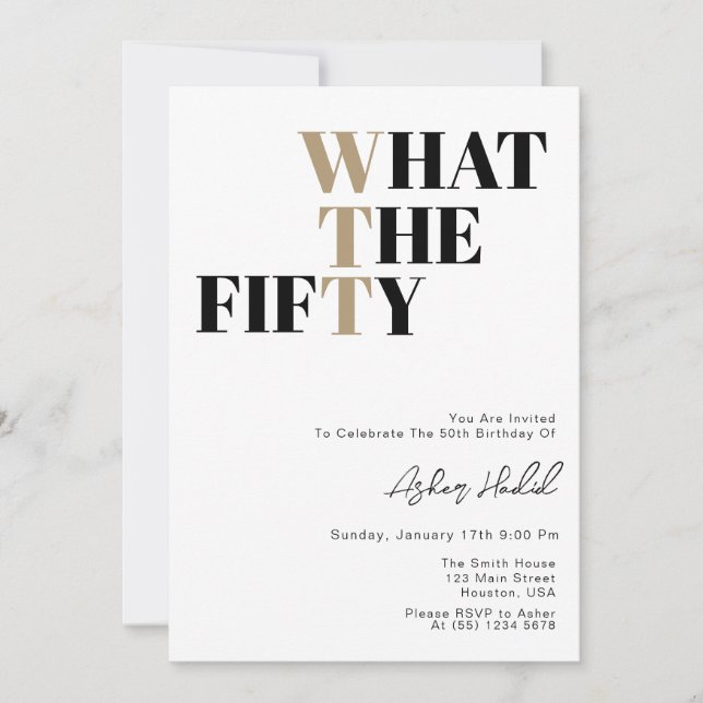 Funny WTF Adult 50th Birthday  Invitation (Front)