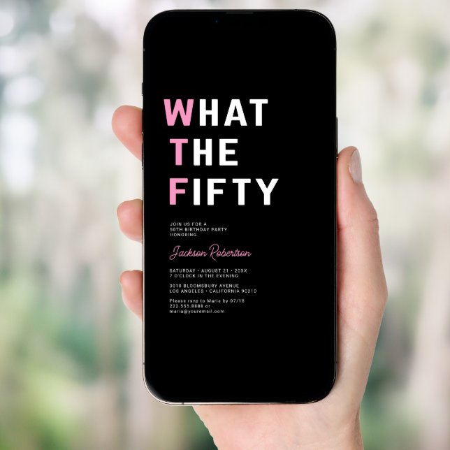 Funny WTF Adult 50th Birthday Party Invitation (Front Digital)