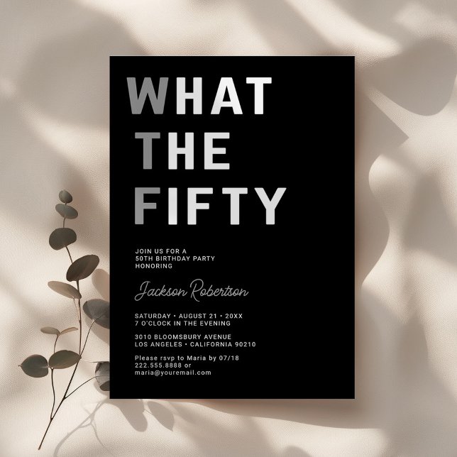 Funny WTF Adult 50th Birthday Party Invitation (Creator Uploaded)