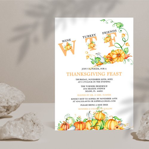 Funny WTF Thanksgiving Feast Pumpkins  Invitation