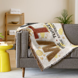 Funny WTF Wine Turkey Family Thanksgiving Throw Blanket
