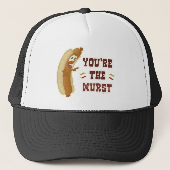 Funny Wurst Bratwurst Oktoberfest Humor Trucker Hat (Front)