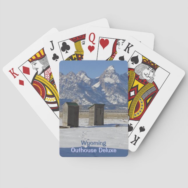 Funny Wyoming Outhouse Deluxe Poker Cards (Back)