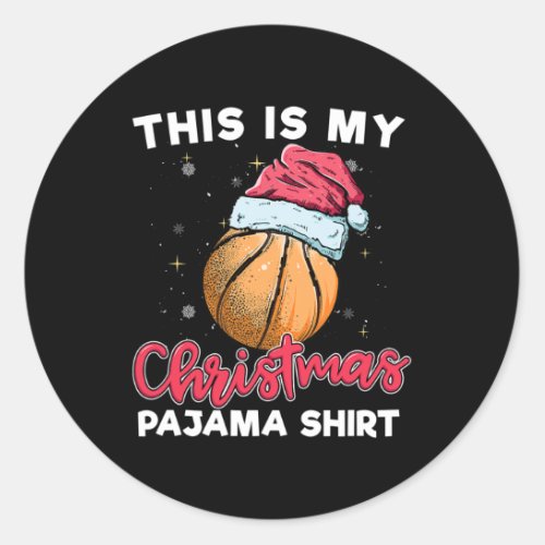 Funny Xmas Basketball Ball Santa Hat Christmas Paj Classic Round Sticker