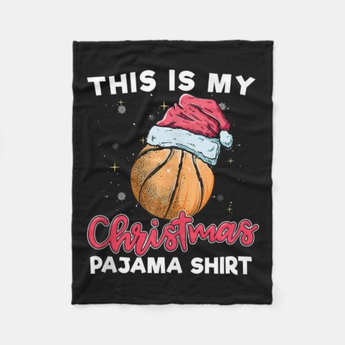 Funny Xmas Basketball Ball Santa Hat Christmas Paj Fleece Blanket