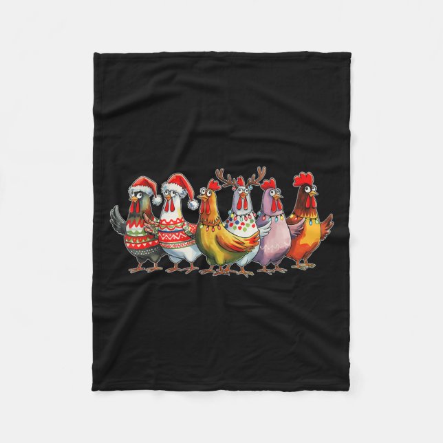 Funny Xmas Chicken Farmer Christmas Matching Famil Fleece Blanket (Front)