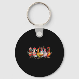 Funny Xmas Chicken Farmer Christmas Matching Famil Keychain