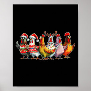 Funny Xmas Chicken Farmer Christmas Matching Famil Poster