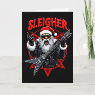 Funny Xmas Christmas Guitar Santa Sleigher Heavy M Card